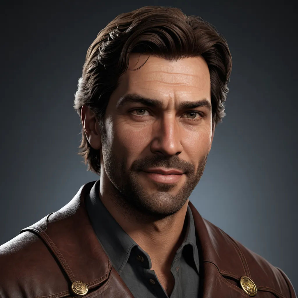 a man with a beard and a leather jacket on is looking at the camera with a serious look on his face, photorealism, a character portrait, Eddie Mendoza, unreal engine 5 quality render