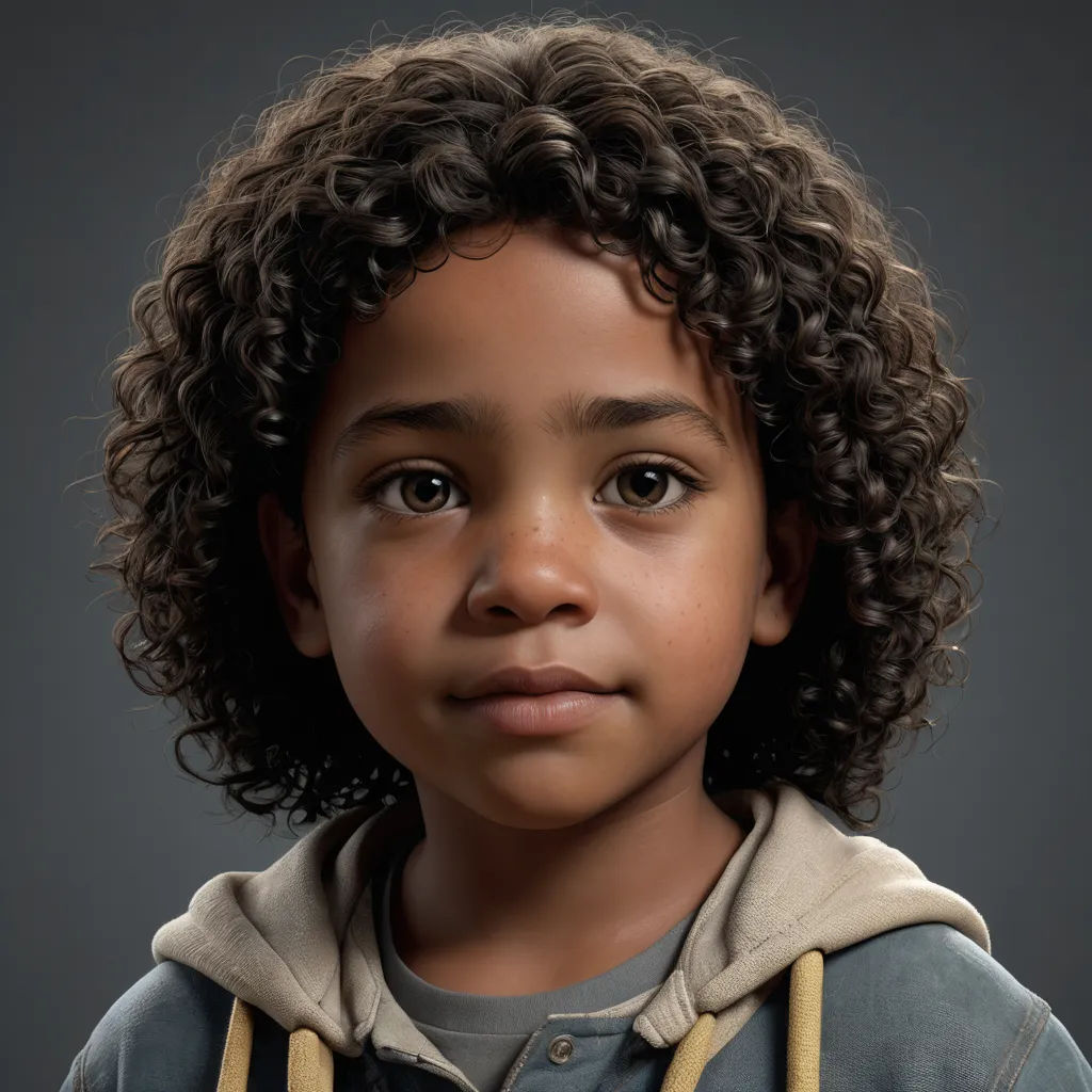 a young boy with curly hair and a hoodie on is looking at the camera with a serious look on his face, photorealism, a character portrait, Cedric Seaut (Keos Masons), ultra realistic digital art