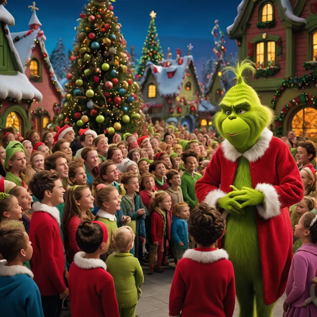 a group of children standing around a christmas tree in front of a crowd of people in costumes and in front of a christmas tree, antipodeans, a detailed matte painting, Ernest William Christmas, promotional image