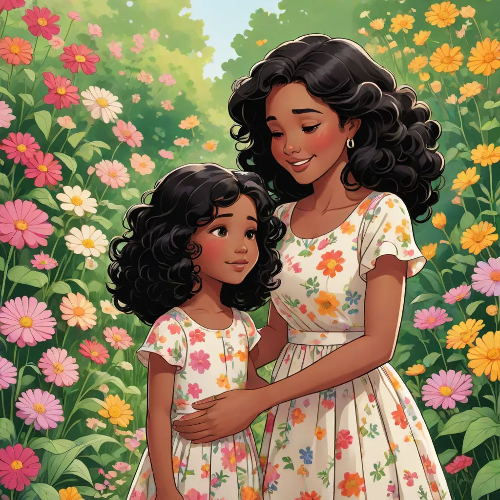 a painting of two girls in a field of flowers with a butterfly on her shoulder and a butterfly on her shoulder, a storybook illustration, Ella Guru, magical realism, comic cover art