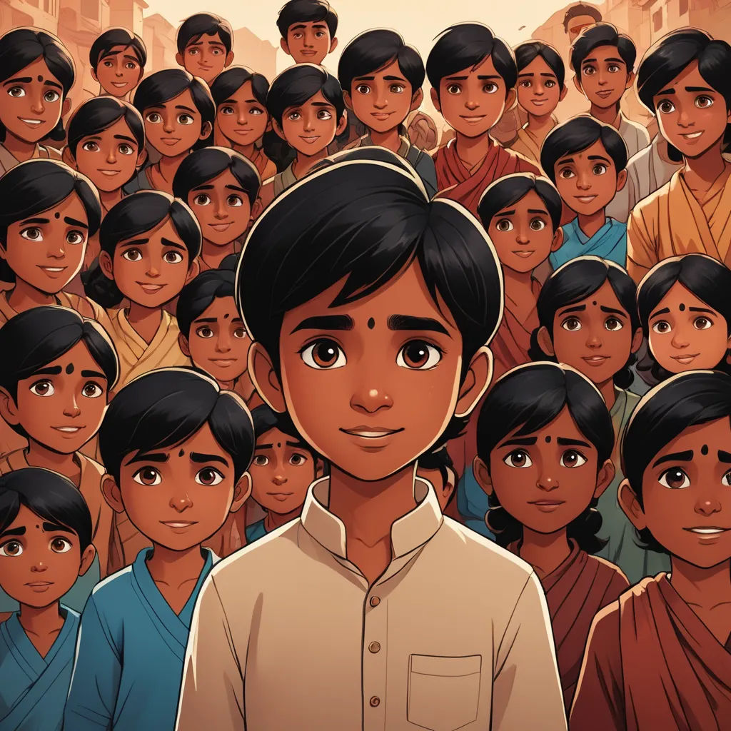 a man standing in front of a crowd of people in a cartoon style with a brown shirt on and a brown shirt on, samikshavad, a storybook illustration, Asaf Hanuka, graphic novel