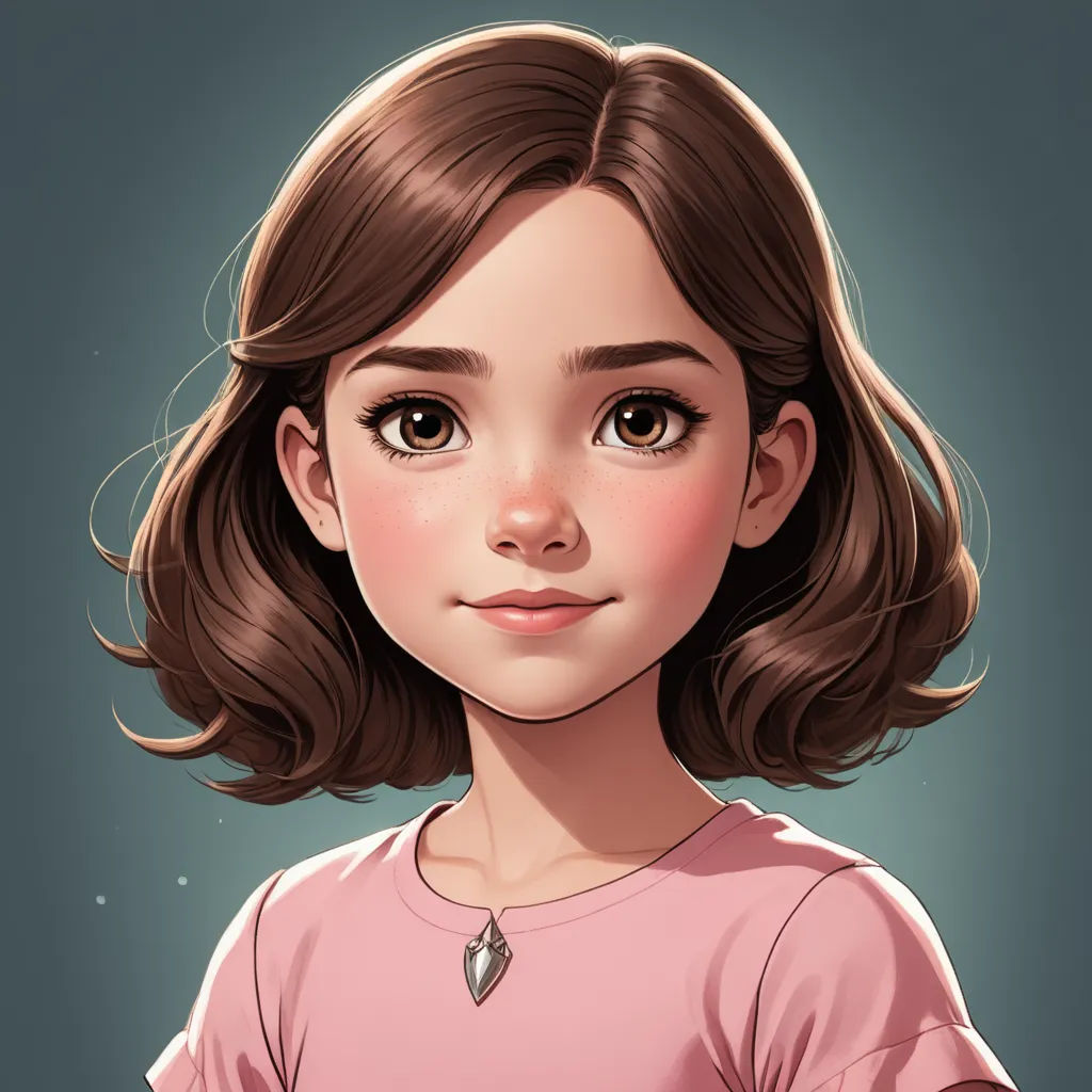 a digital painting of a girl with brown hair and a pink shirt on, with a blue background and a green background, photorealism, a character portrait, Artgerm, rossdraws global illumination