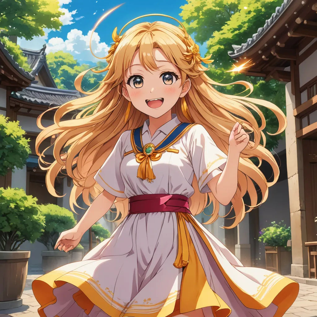 a woman in a dress and a hat is walking in front of a building with trees and a sky background, rayonism, concept art, Chizuko Yoshida, official art