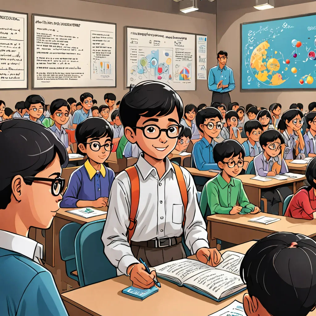 a classroom full of students with a teacher in front of them and a teacher in the back of the room, Bhupen Khakhar, bengal school of art, a comic book panel, graphic novel