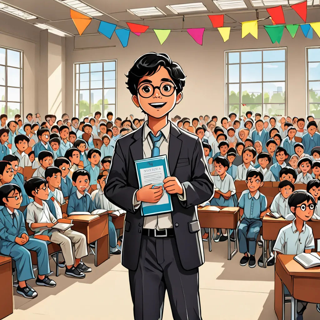 a cartoon of a man standing in front of a classroom full of students with a clipboard in his hand, Bhupen Khakhar, quito school, a storybook illustration, graphic novel