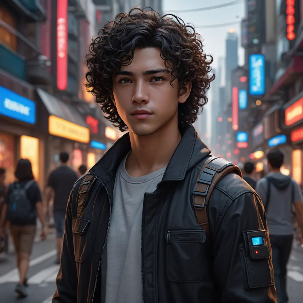 a man standing in the middle of a busy city street with a lot of people walking around him and a woman walking down the street, photorealism, a character portrait, Cedric Seaut (Keos Masons), photorealistic lighting
