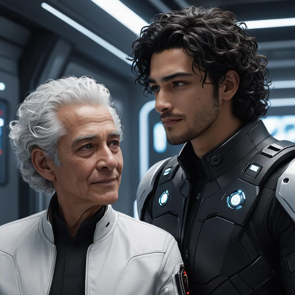 a man in a suit and a man in a suit in a sci - fi fi fi movie scene, photorealism, computer graphics, Cedric Peyravernay, cgstudio