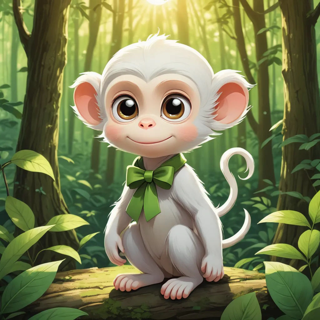 a monkey with a bow tie sitting on a log in the forest with a sun shining through the trees, furry art, a character portrait, Chen Lin, rossdraws global illumination