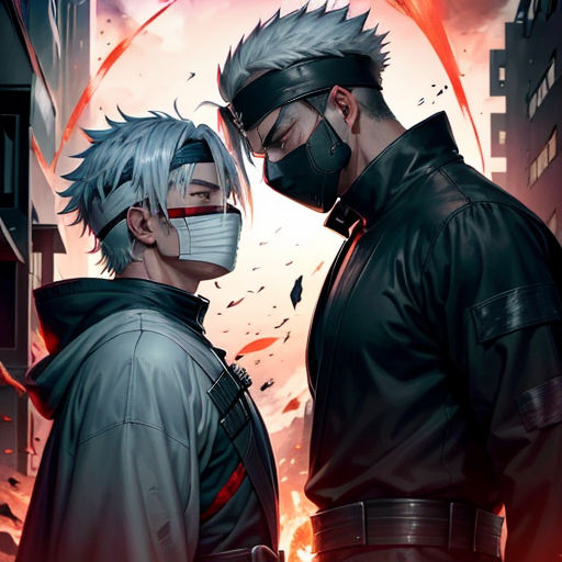 Anime characters gojo and kakashi in an intense battle