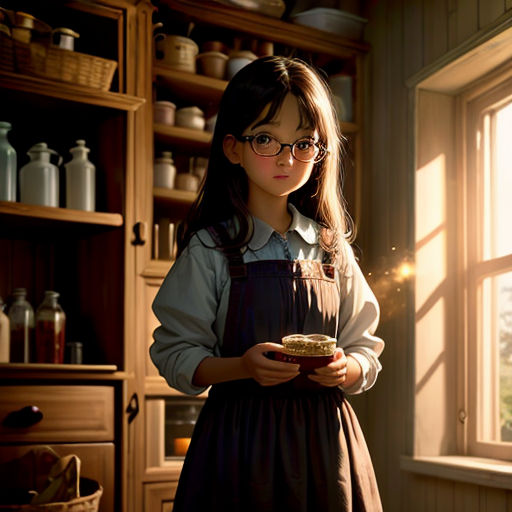 a little girl standing in front of a window holding a plate of food in her hands and looking at the camera