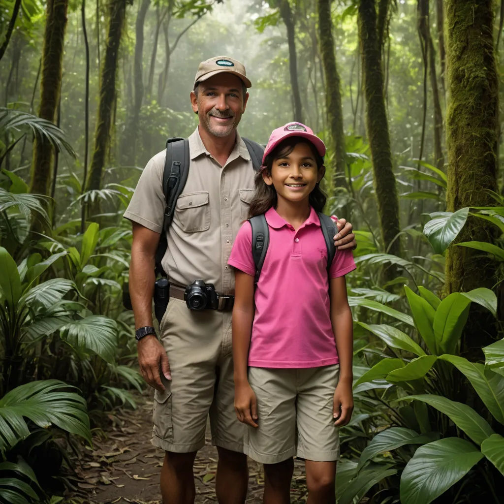 a man and a girl standing in the middle of a forest with trees and plants on either side of them, dada, a stock photo, Dennis Ashbaugh, promotional image