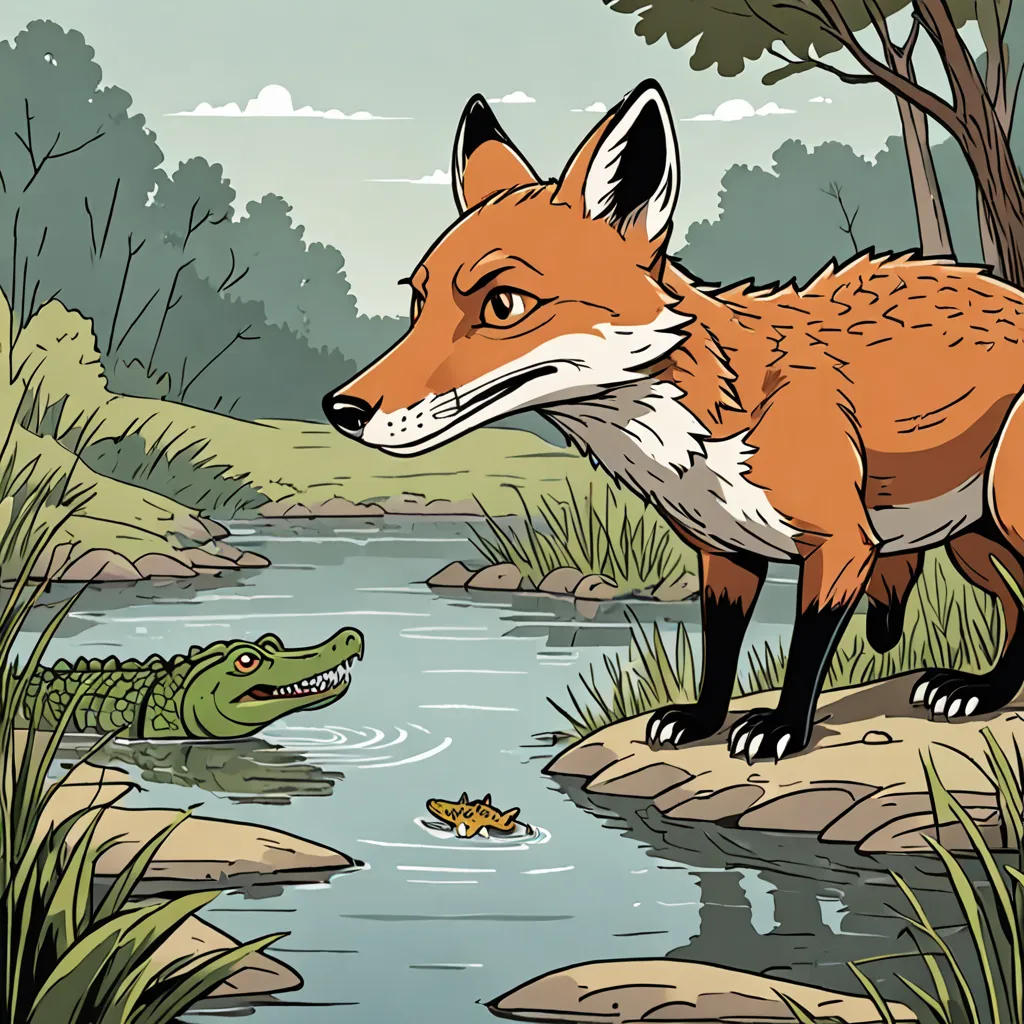 The Clever Fox and the Sly Crocodile