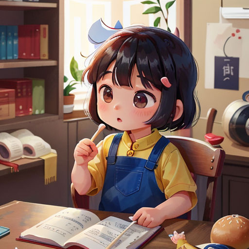 a girl sitting at a table with an open book and a pen in her hand and a book in her hand