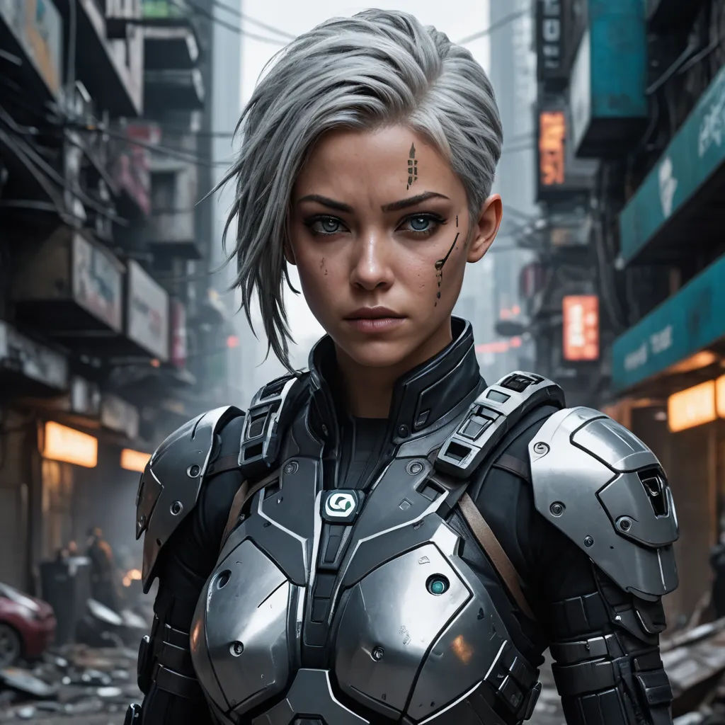 a woman in a futuristic suit standing in a city street with a gun in her hand and a futuristic helmet on, antipodeans, cyberpunk art, Aleksi Briclot, cgstudio