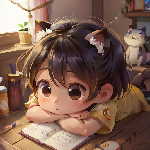 a little girl laying on a table with a book and a cat on the table behind her, with a cat on the table