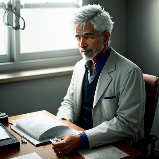 a man sitting at a desk with a book and a phone in front of him and a phone on the desk