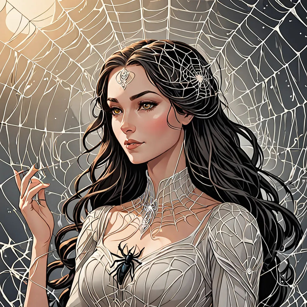 a woman with a spider web on her shoulder and a spider web on her shoulder, holding a cigarette, gothic art, a character portrait, Anna Dittmann, comic cover art