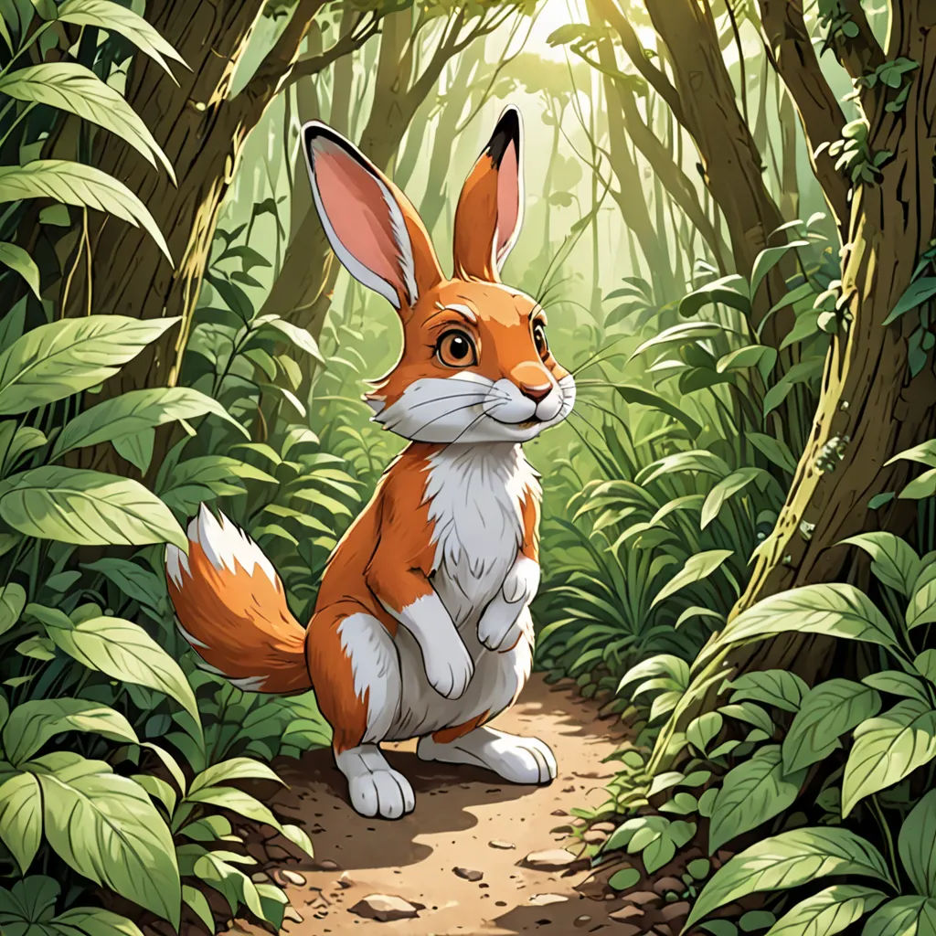 a cartoon of a fox in the middle of a forest with leaves on the ground and a path leading to it, furry art, a character portrait, Chris LaBrooy, rossdraws global illumination