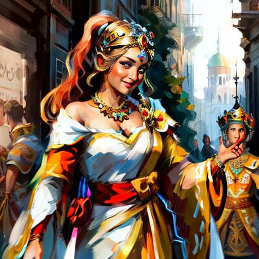 a painting of a woman in a costume and a man in a costume and a woman in a costume