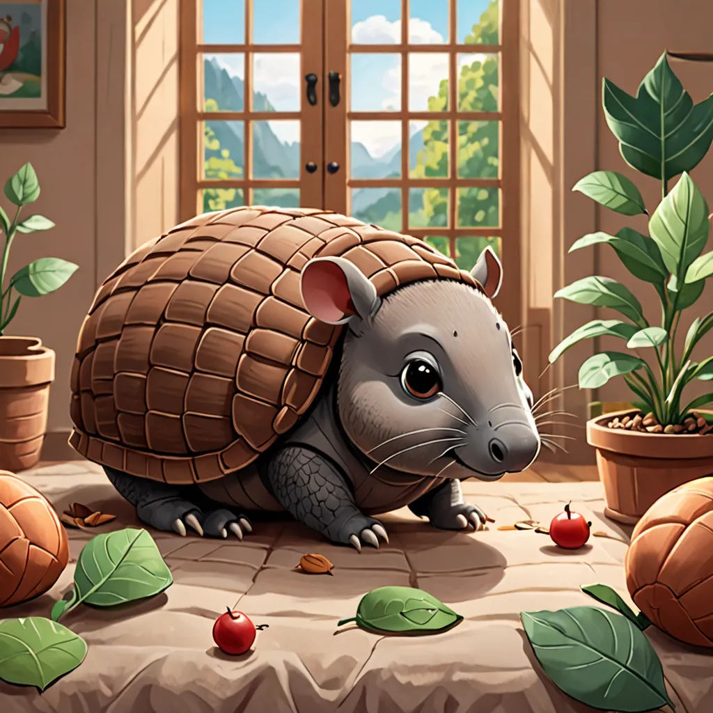 a cartoon picture of a giant rat in a room with potted plants and a potted plant in the corner, sots art, a storybook illustration, Chris LaBrooy, storybook illustration