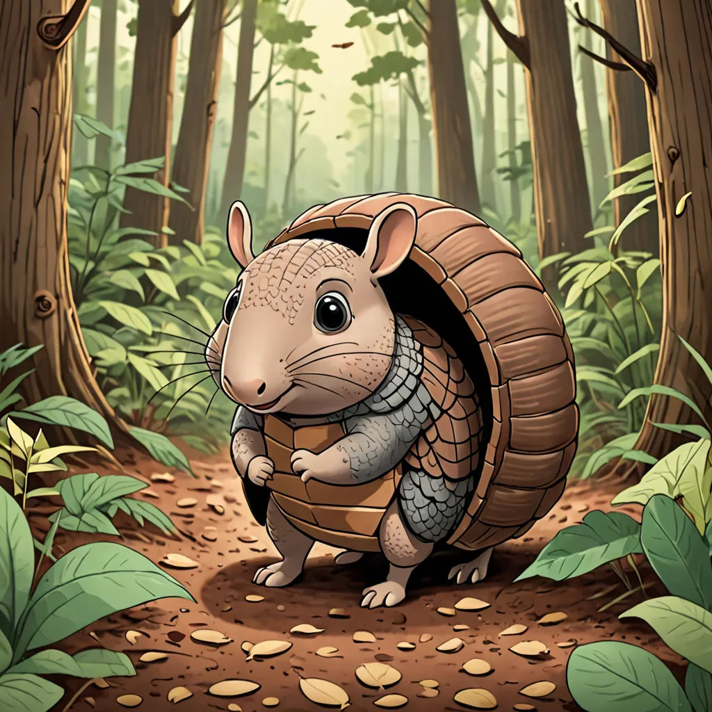 a cartoon picture of a mouse in a forest with leaves and trees around it, holding a piece of wood, sots art, a storybook illustration, Chris LaBrooy, official art