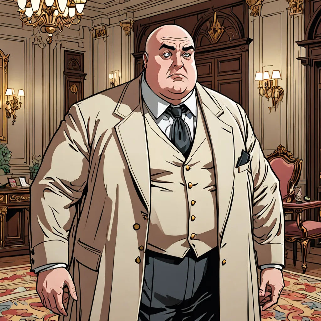 a cartoon of a man in a suit and tie standing in a room with a chandelier and a rug, new objectivity, a character portrait, Felix Octavius Carr Darley, official art