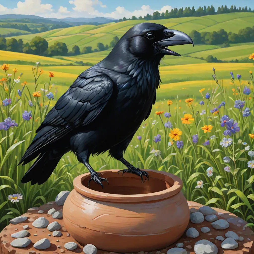 The Clever Crow and the Pot of Water