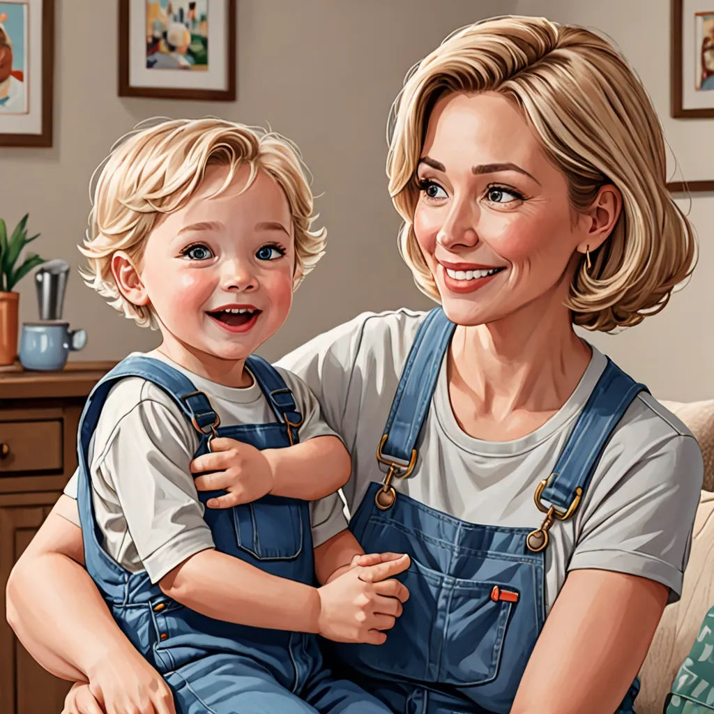 a woman and a child are sitting on a couch together, one is holding the child's arm, american realism, a storybook illustration, F Scott Hess, ultra realistic illustration