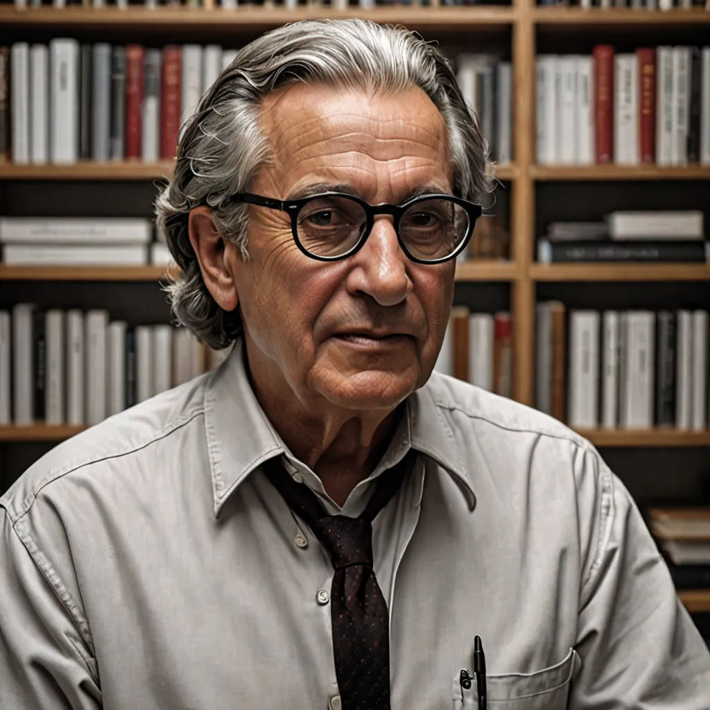a man with glasses and a tie in front of a bookcase with books on it and a pen in his hand, precisionism, a character portrait, Christo, david lazar