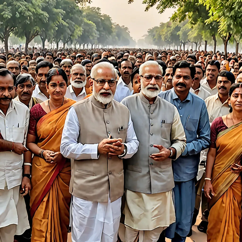 a group of people standing next to each other in front of trees and a crowd of people in orange and white, Bapu, samikshavad, a photocopy, huge scene
