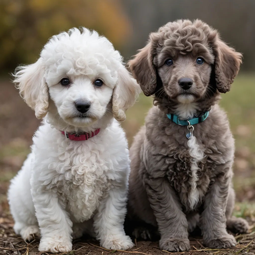 two dogs sitting next to each other on a field of grass and dirt with trees in the background and one dog with a blue collar, rococo, a stock photo, Elke Vogelsang, animal photography