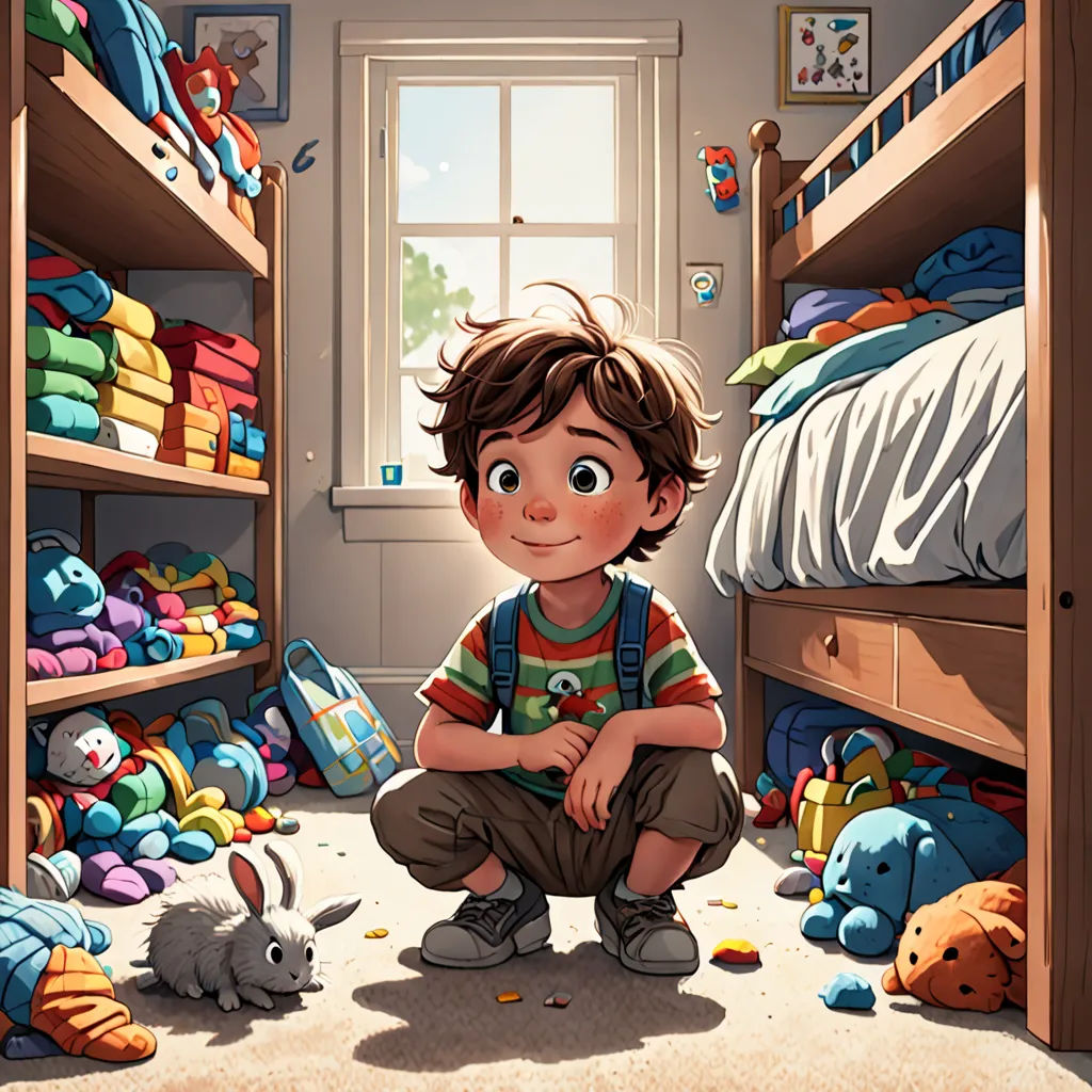a boy is sitting on the floor in a room full of toys and bookshelves and a cat, photorealism, a storybook illustration, Diego Gisbert Llorens, rossdraws global illumination