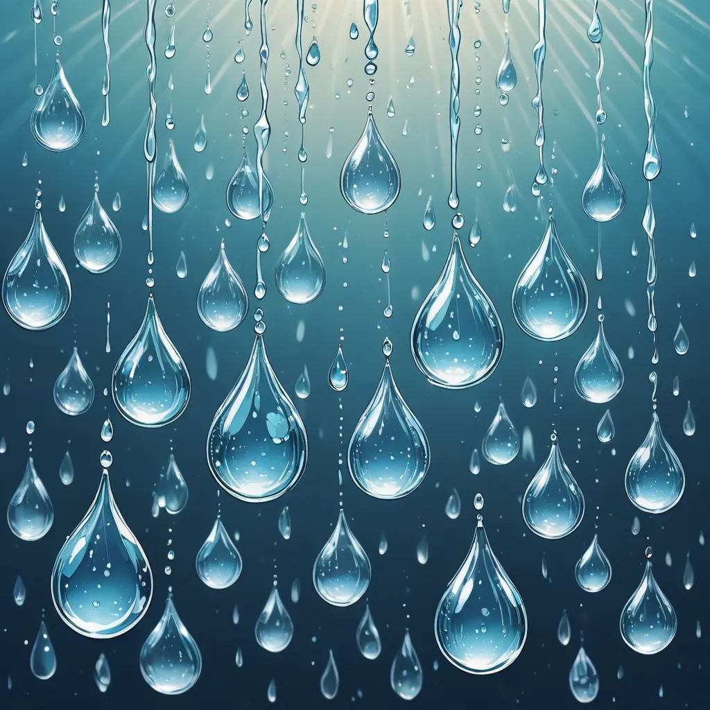 a group of water drops hanging from a window with sunburst in the background illustration in a realistic style, precisionism, a digital rendering, Constant Permeke, rain