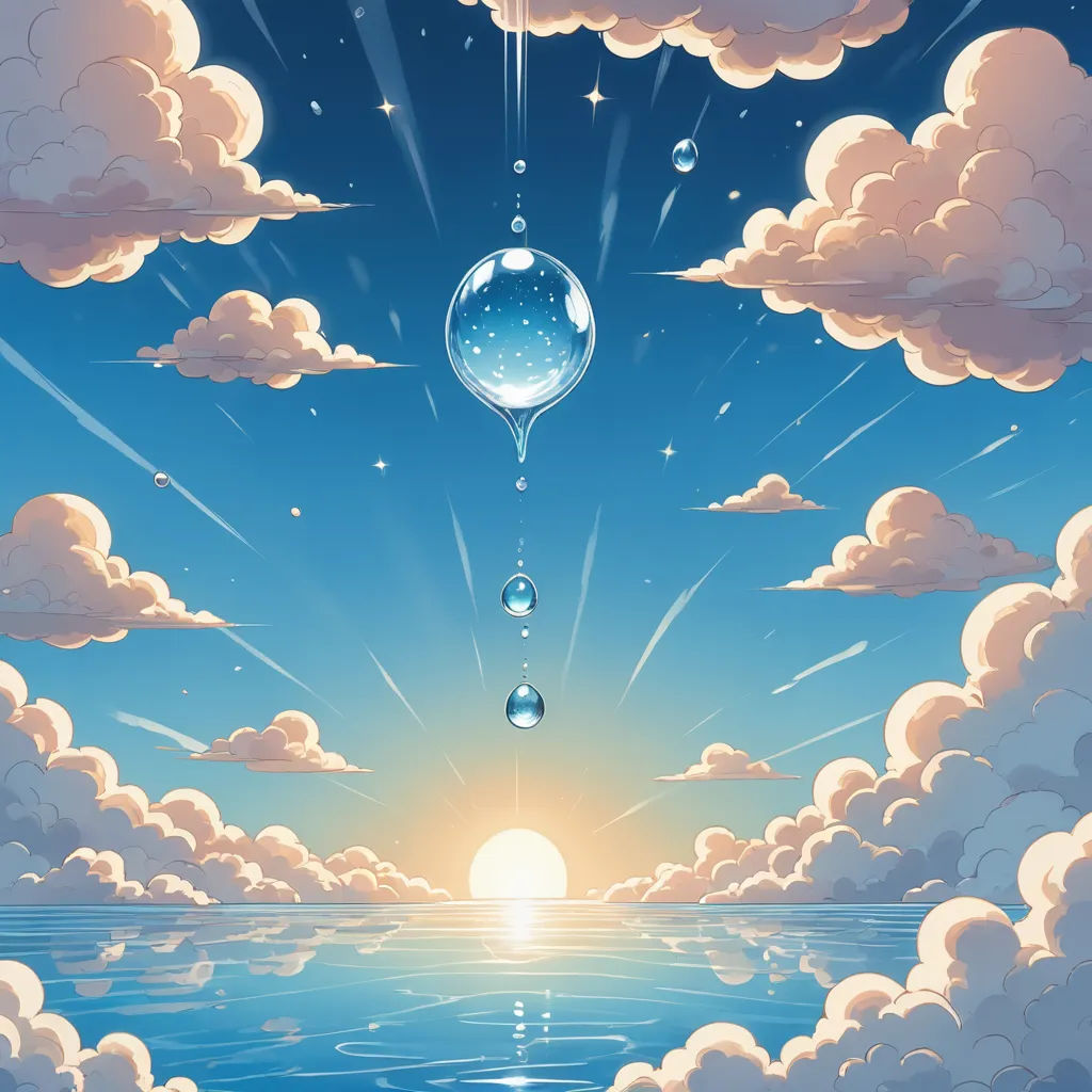 a painting of a sunset with a bubble floating in the sky above the water and clouds surrounding it, with a sun setting behind the clouds, fantasy art, an airbrush painting, Cyril Rolando, sky