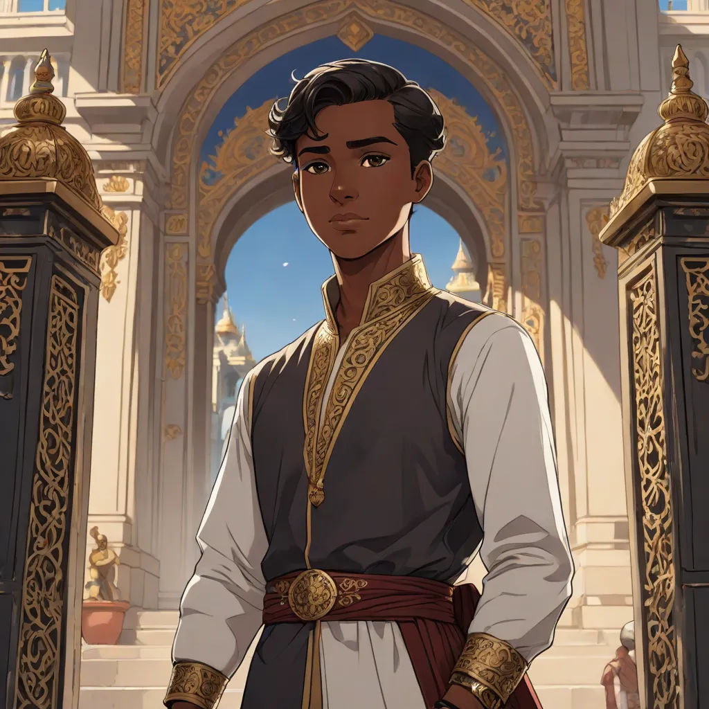a man in a white and gold outfit standing in front of a building with a clock tower in the background, sots art, a character portrait, Cedric Seaut (Keos Masons), rossdraws global illumination