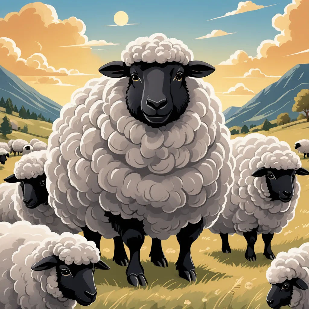 a herd of sheep standing on top of a grass covered field next to a forest filled with trees and mountains, incoherents, a storybook illustration, Chris LaBrooy, detailed illustration