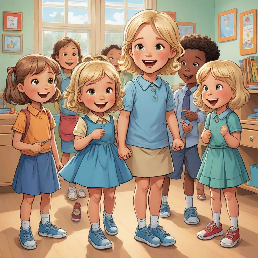 a group of children standing in a room with a teacher in the background illustration by alex krapf, american scene painting, a storybook illustration, Caroline Lucy Scott, official art
