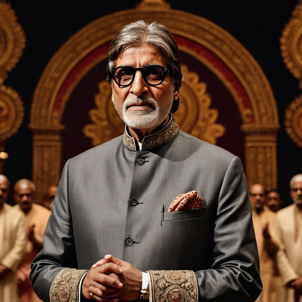 a man in a suit and tie standing in front of other men in white robes and gold accessories,, samikshavad, a detailed matte painting, Bapu, promotional image