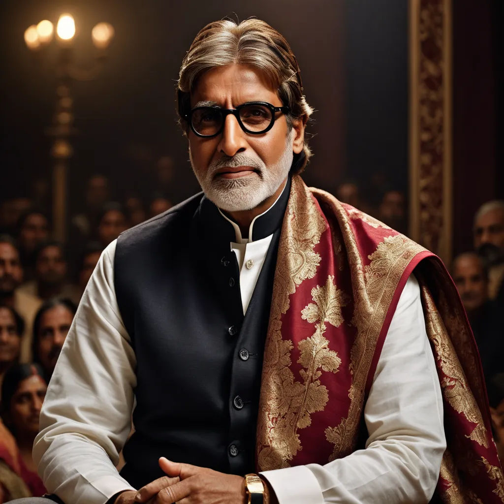 a man in a black vest and white shirt with a red and gold stoler on his shoulders and a crowd of people behind him, samikshavad, a poster, Bapu, promotional image