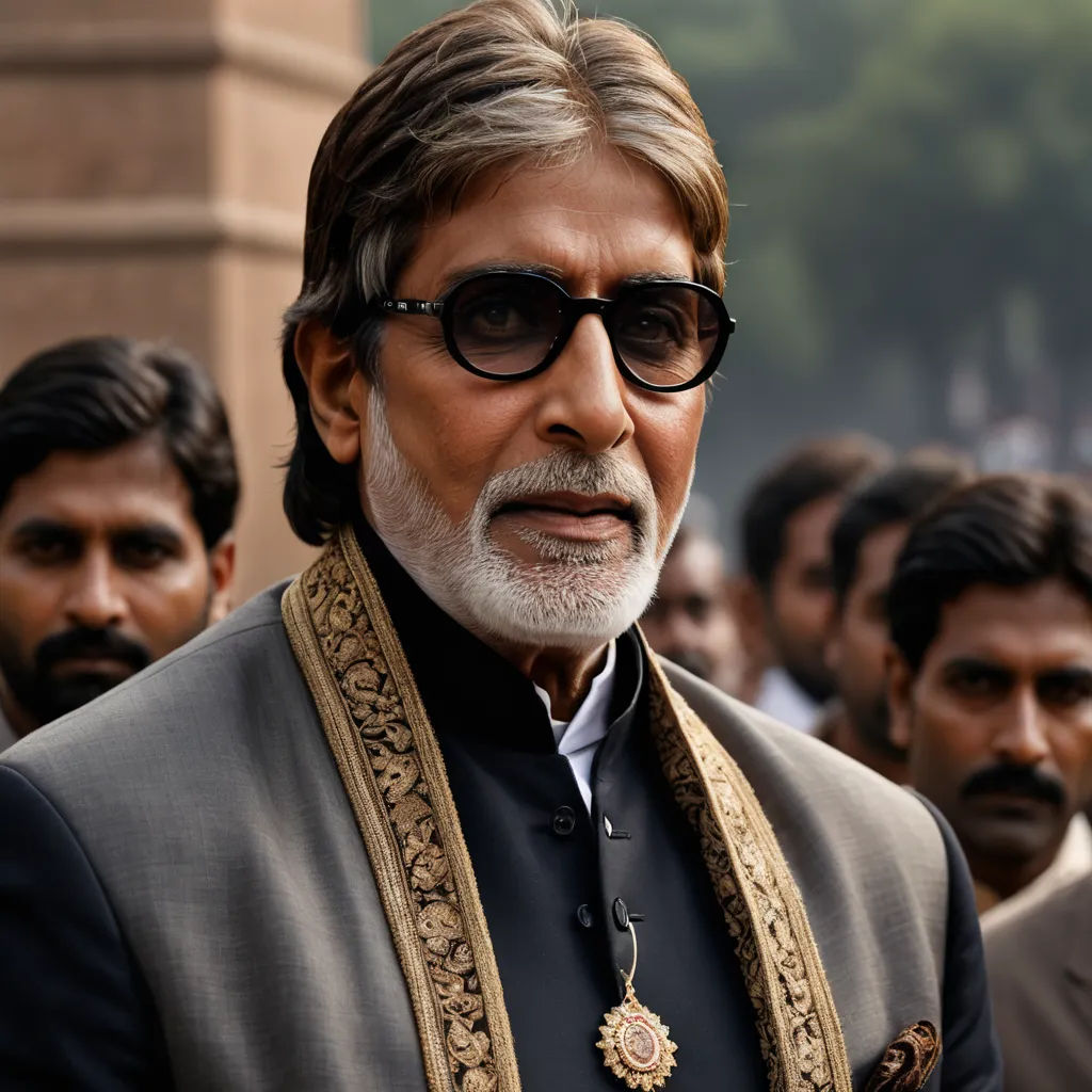 a man with a white beard and sunglasses on standing in front of a crowd of people wearing black and grey, samikshavad, a bronze sculpture, Bikash Bhattacharjee, vfx