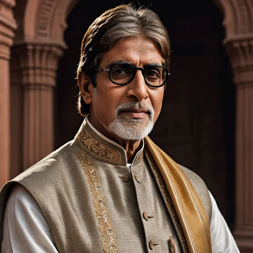 a man with a white beard and glasses wearing a vest and a scarf around his neck and a gold scarf around his neck, samikshavad, a photorealistic painting, Bapu, vfx