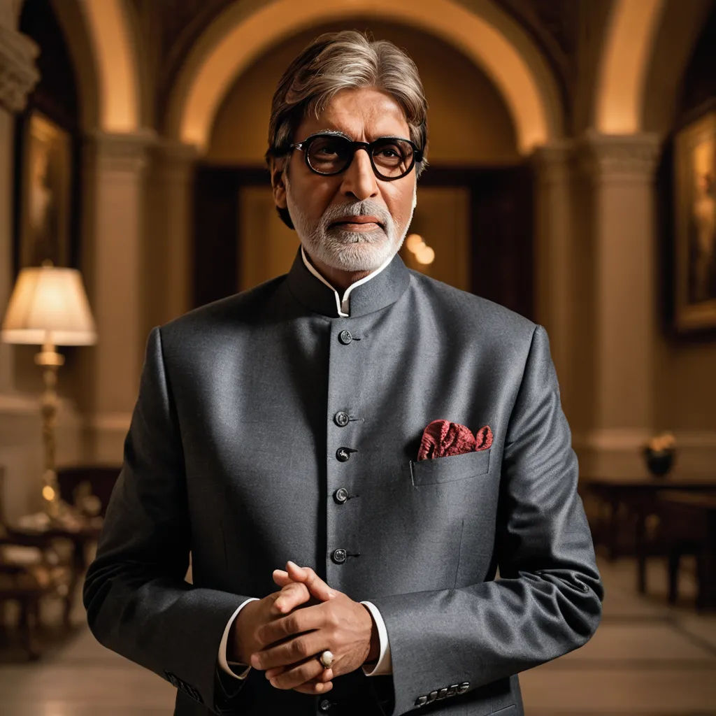 a man in a suit and sunglasses standing in a room with a lamp on the wall and a chandelier, samikshavad, a portrait, Bapu, promotional image