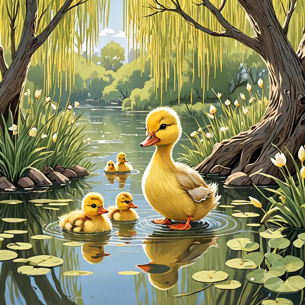 They all returned home, by the serene pond. Wilbur felt a sense of accomplishment. He had faced his fear and found his family.
