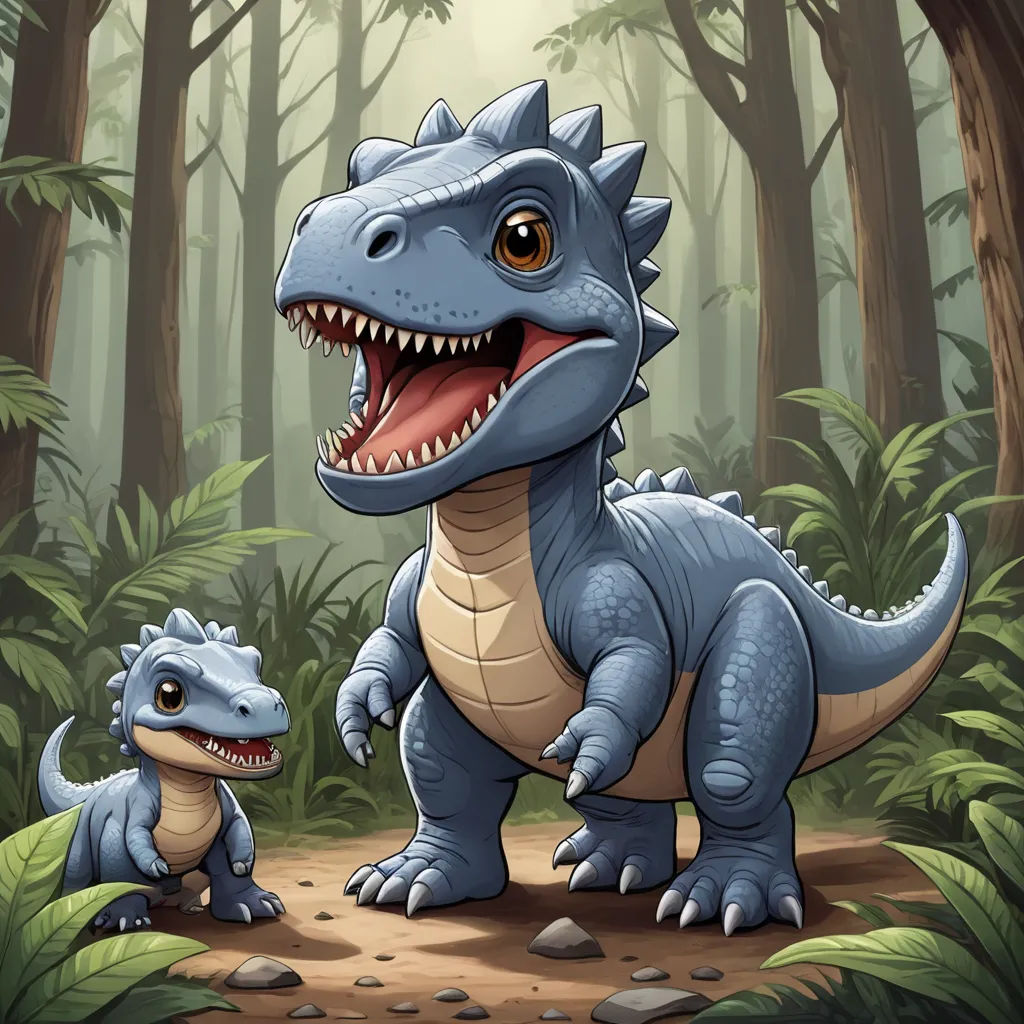 a dinosaur and a baby dinosaur in the forest illustration by alex krapfer for the children's book, the dinosaur and the lost, fantasy art, a storybook illustration, Adam Rex, game art