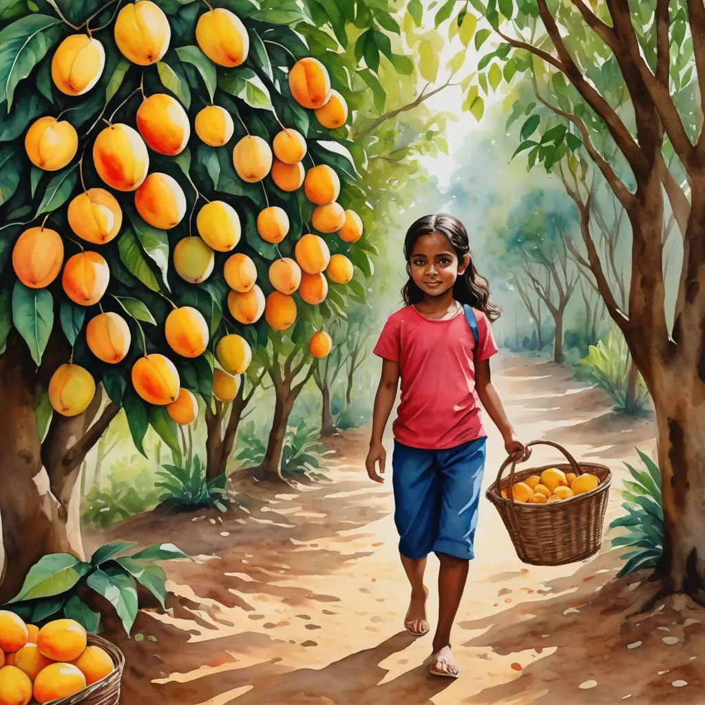 a painting of a girl carrying a basket of oranges in a tree lined path with orange trees in the background, figurative art, an oil on canvas painting, Art Brenner, highly detailed oil painting