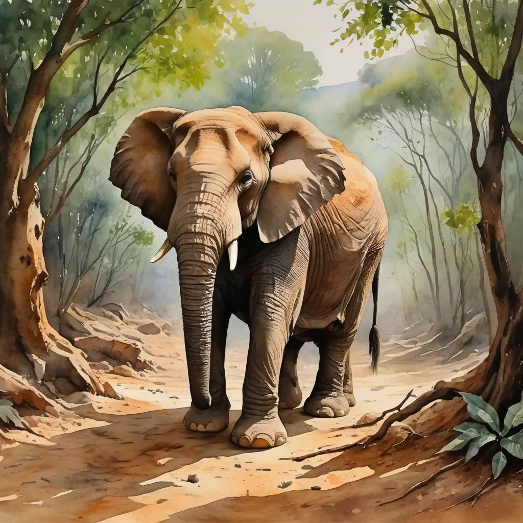 a painting of an elephant walking through a forest with trees and bushes in the background, with a painting of a man on the side of the elephant, sumatraism, an airbrush painting, Ed Binkley, oil painting