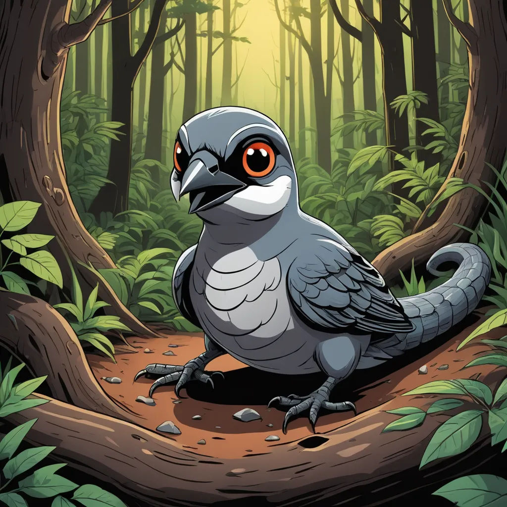 a bird sitting on a tree branch in a forest with a sunbeam in the background and a path in the foreground, fantasy art, a storybook illustration, Dan Mumford, storybook illustration
