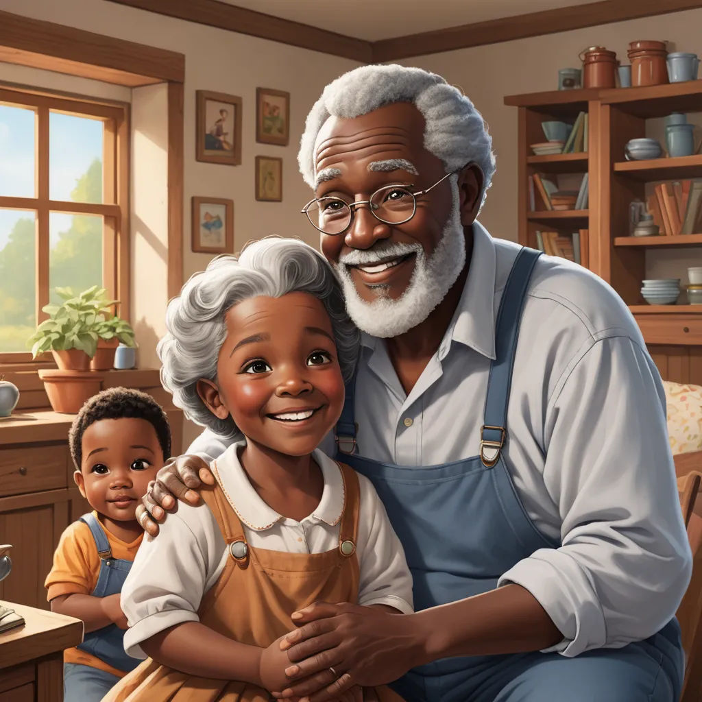 a painting of a man and a child in a kitchen with a window behind them and a potted plant, american scene painting, a storybook illustration, Bob Byerley, storybook illustration