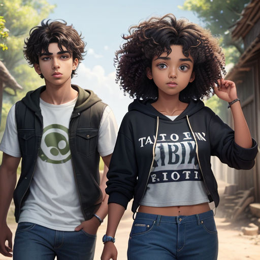 a couple of people that are walking down a street together with a dog in the background and a person with a backpack