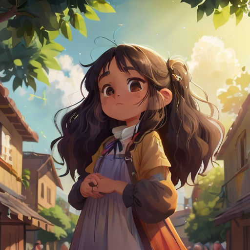 a girl standing in front of a tree with a handbag on her shoulder and a house in the background